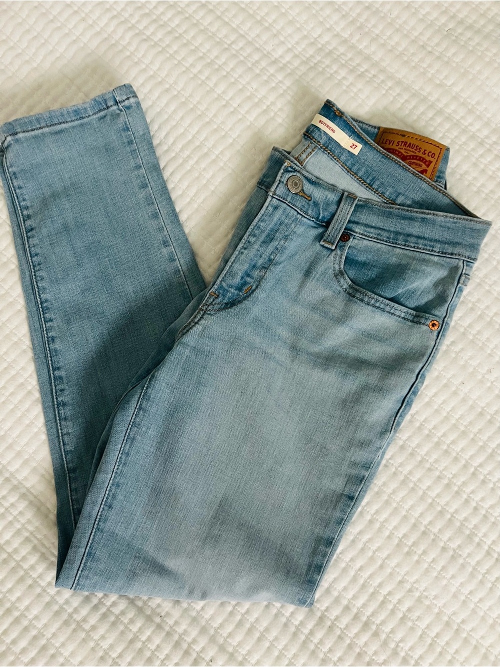 Levi's Light Blue High-Rise Skinny Boyfriend Jeans